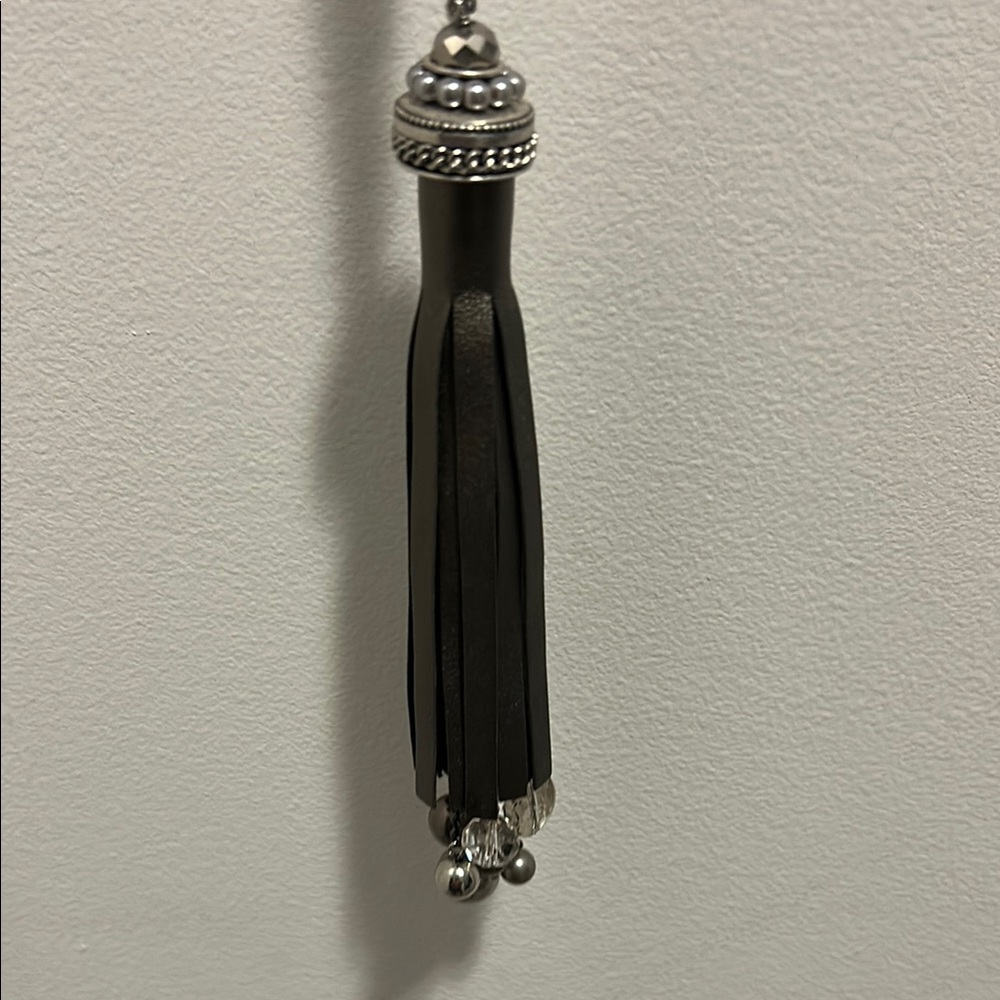 Chico's Black and Silver Key & Card Holder Tassel